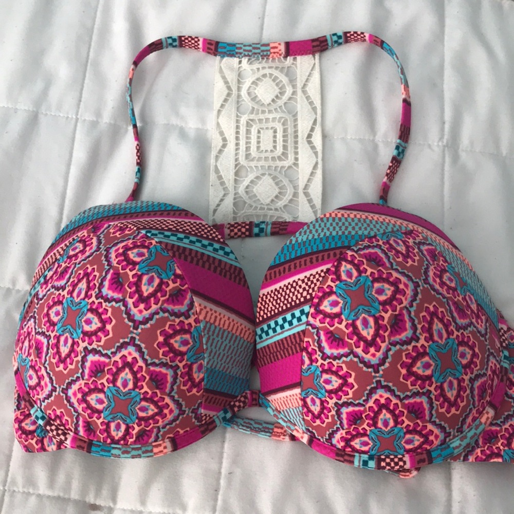 Bikini top pink and turquoise. Never worn